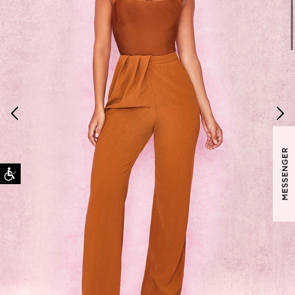 House of CB Cosima Tan Drape Front Pants